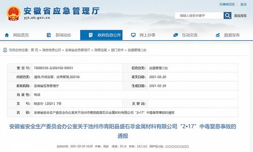 安徽通報(bào)中毒窒息事故 未采取防護(hù)措施進(jìn)窯致2死1傷，凸顯安全監(jiān)管與辦公平臺(tái)開發(fā)重要性